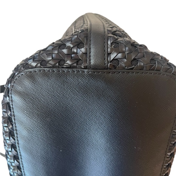 Tory Burch Black Woven Gold Hardware Tote - Picture 11 of 14